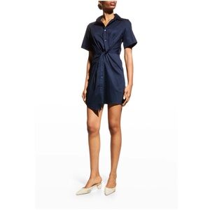 Shoshanna “Oakley” Mini Shirtdress w/ Front Twist In Navy Blue, Size 6